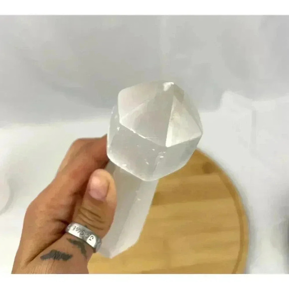 6" Natural Selenite Tower Carved Quartz Crystal Wand Healing 348 g - Picture 11 of 12